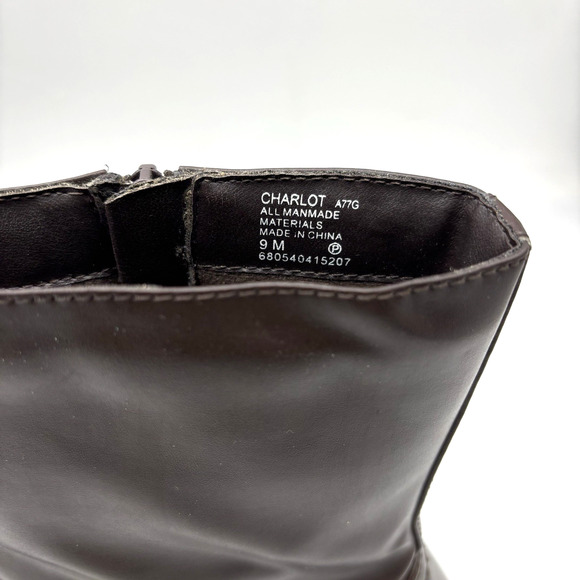 Vintage 00s Y2K Mudd 'CHARLOT' Brown Faux Leather Block Heel Mid Calf Boots 9M - Picture 6 of 16